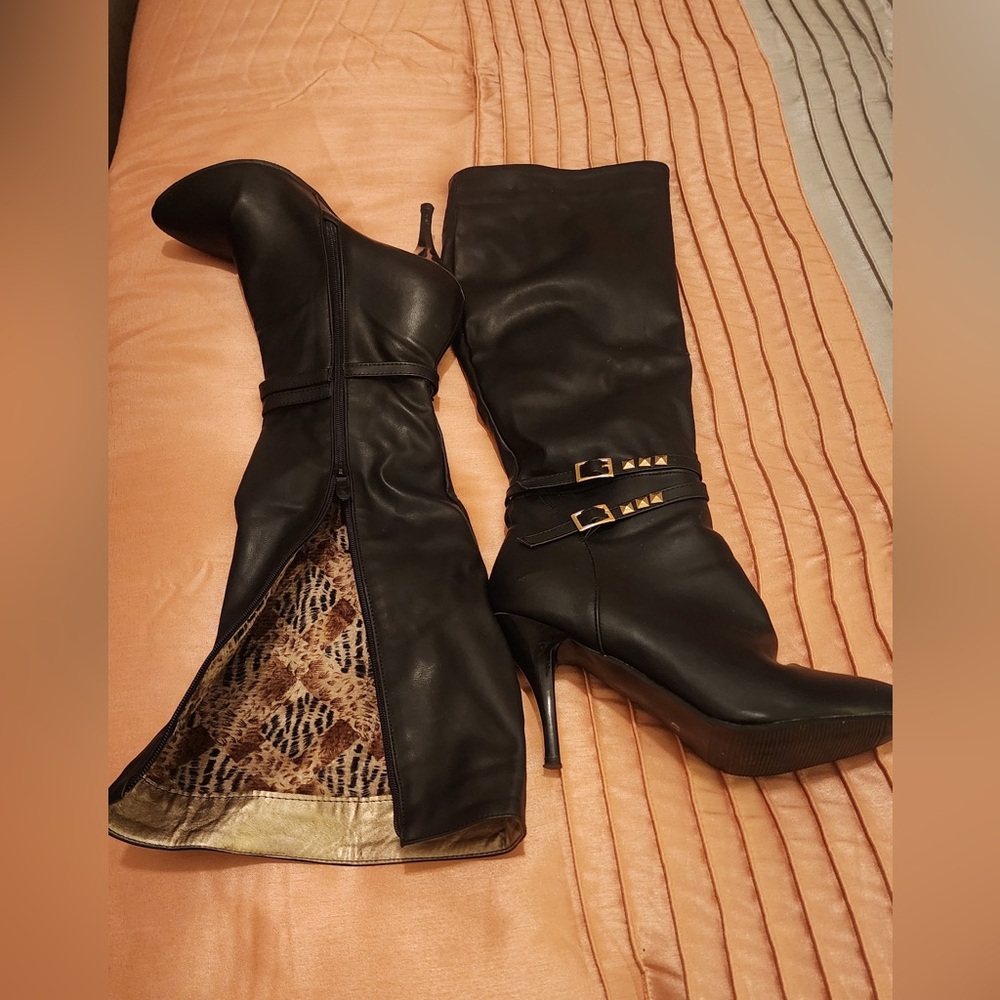 SHEIN- women black sexy stiletto boots, size 43-10 US